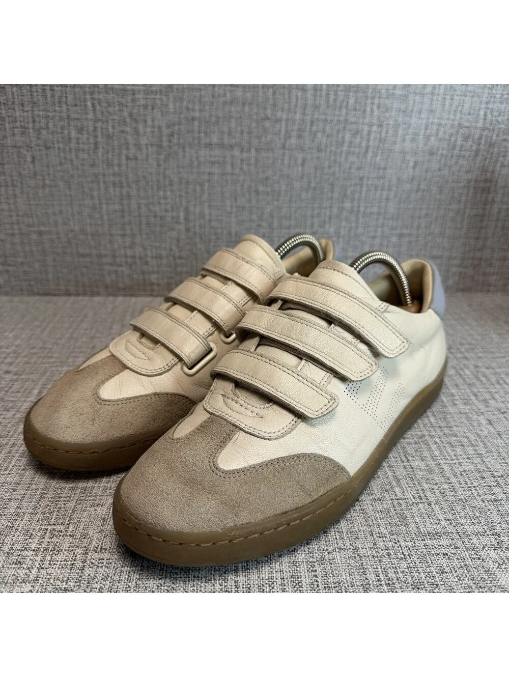 Sam Edelman Reve Women's Sneakers 5.5 Cream Leather, Triple Strap, Casual